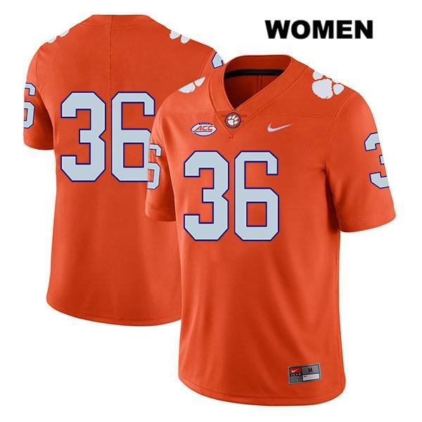 Women's Clemson Tigers #36 Lannden Zanders Stitched Orange Legend Authentic Nike No Name NCAA College Football Jersey XHT1346XJ